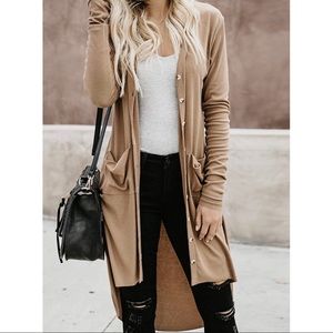 Long-sleeved Ribbed Knit Button Down Cardigan